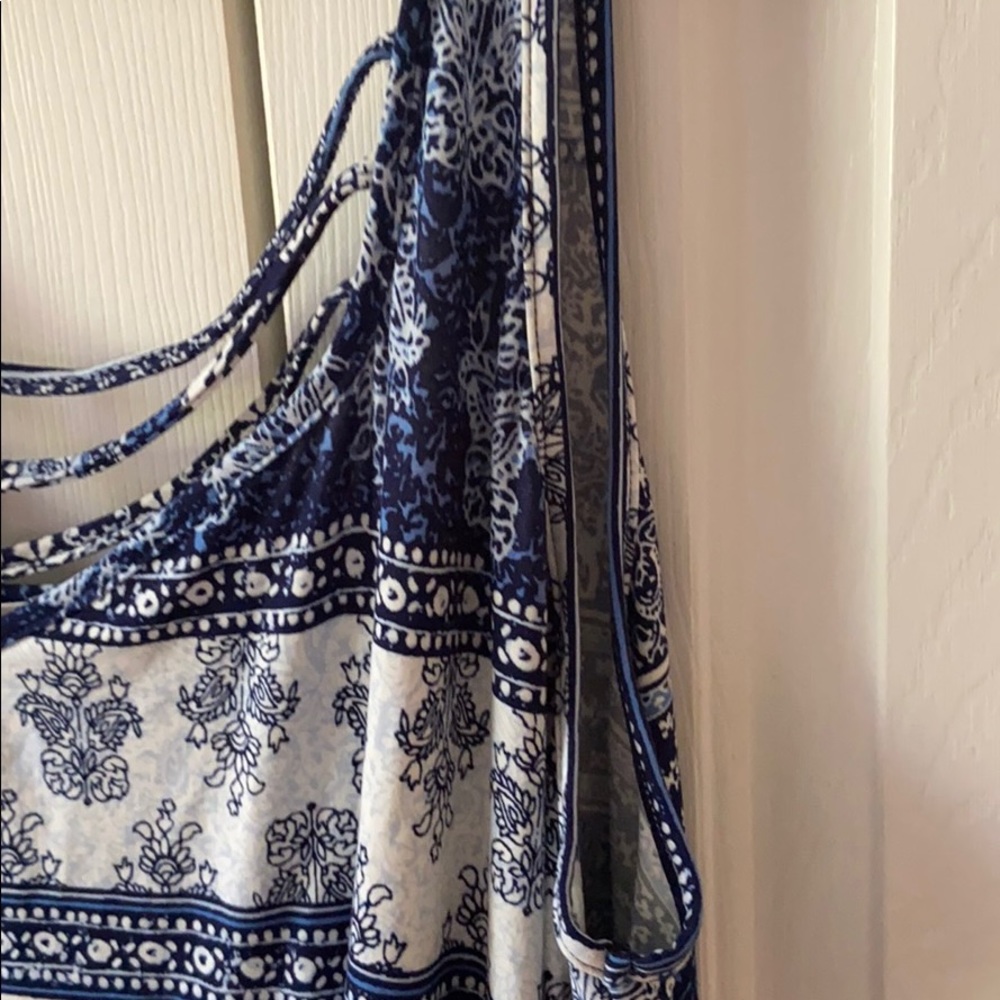 Blue Plus Size Pattern Romper - image 5